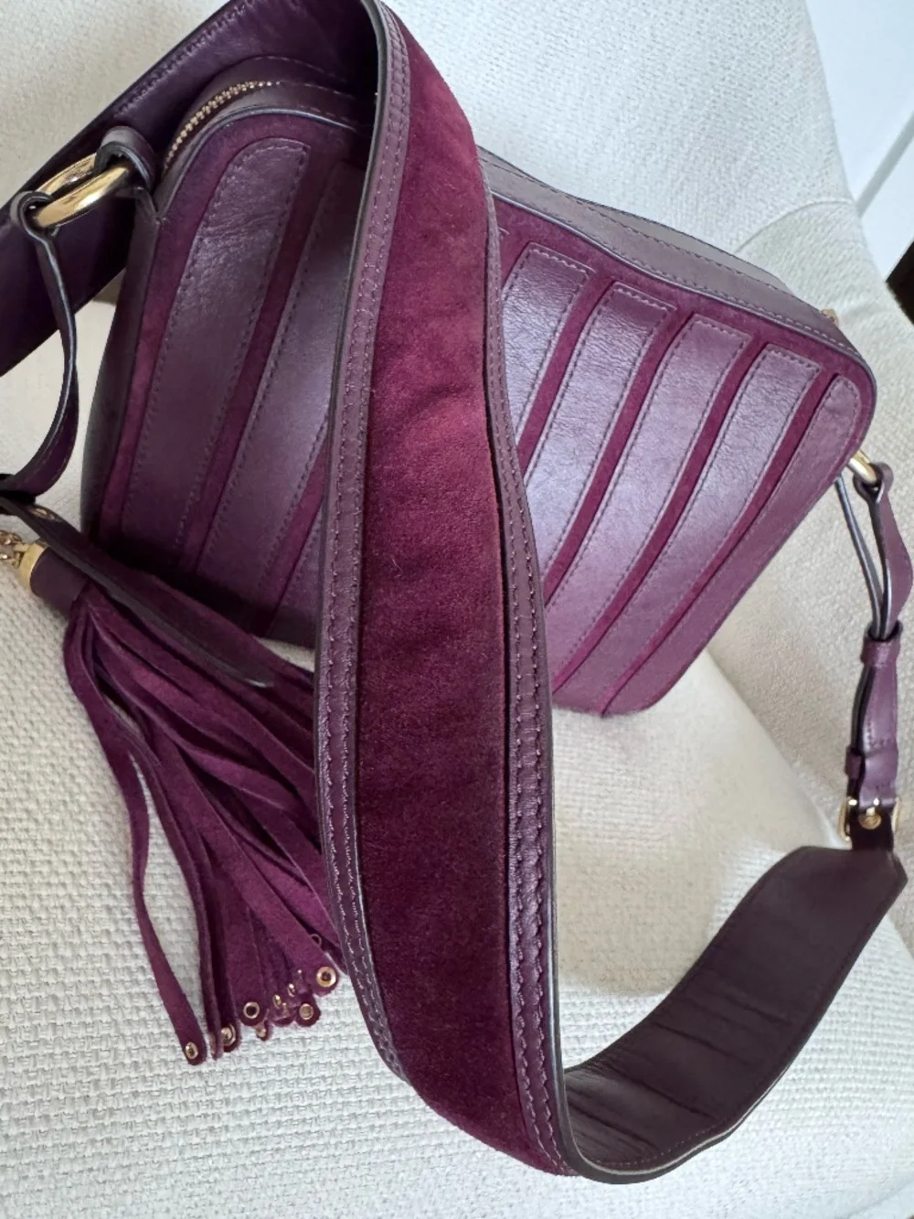 MICHAEL Michael Kors Plum Purple Brooklyn Suede/Leather CrossBody Bag
